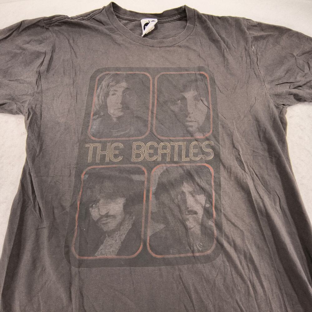 Beatles Band Crew Neck Short Sleeve Graphic Casual Shirt Mens Size Small S Gray